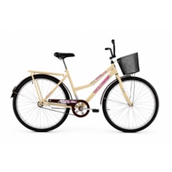 Bicicleta Aro 26 Barra Forte Fem New Bege