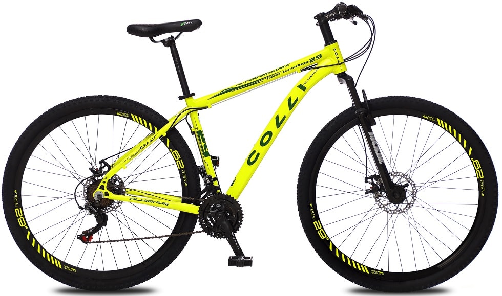 Bicicleta Atalanta Aro 29 21 Marchas Alumínio - Amarelo Neon - Colli