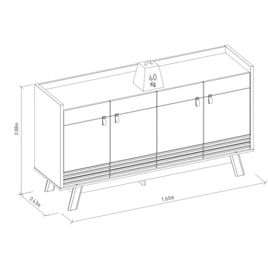 Buffet 160Cm Abruzzo 4P Linea Brasil Freijó Off White