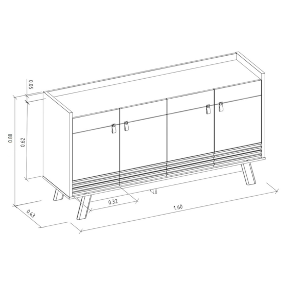 Buffet 160Cm Abruzzo 4P Linea Brasil Freijó Off White