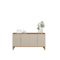 Buffet 160Cm Evora 4 Portas Linea Brasil Canela Off  White