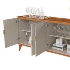 Buffet 160Cm Evora 4 Portas Linea Brasil Canela Off  White