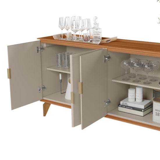 Buffet 160Cm Evora 4 Portas Linea Brasil Canela Off  White