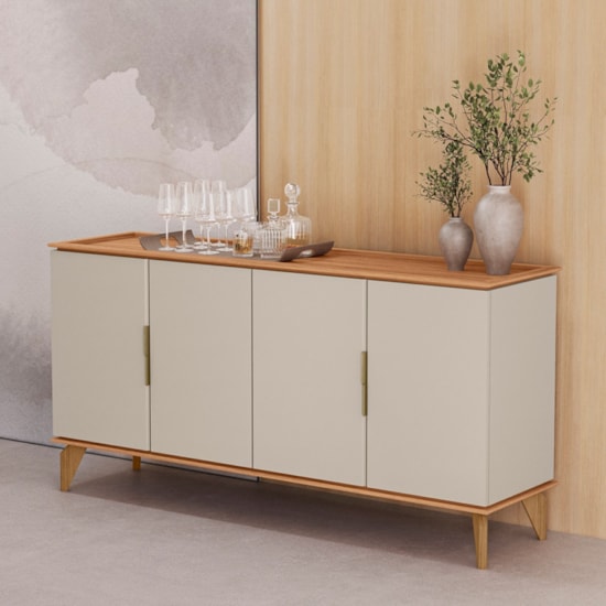 Buffet 160Cm Evora 4 Portas Linea Brasil Canela Off  White