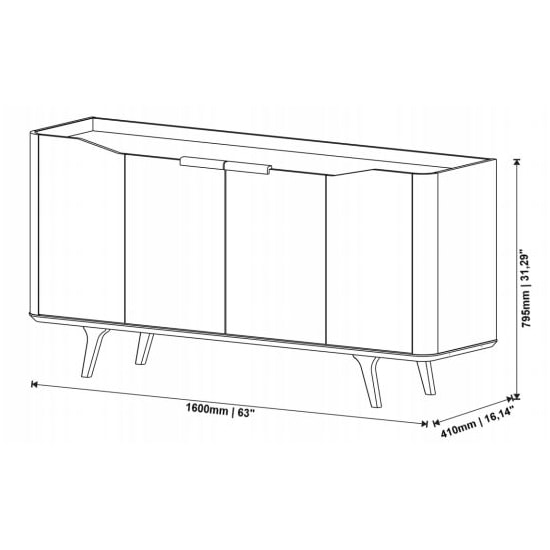 Buffet Arc 4 Portas 1,60 Metros Imcal Off White Nature