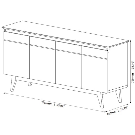 Buffet Classic 4 Portas 165Cm Imcal Off White Nature Buffet Classic 4 Portas 165Cm Imcal Off White Nature