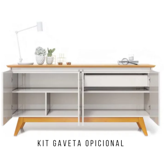 Buffet Classic 4 Portas 165Cm Imcal Off White Nature Buffet Classic 4 Portas 165Cm Imcal Off White Nature
