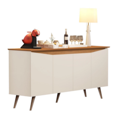 Buffet Encanto 4 Portas Pés Palito Off White Nature Buffet Encanto 4 Portas Pés Palito Off White Nature