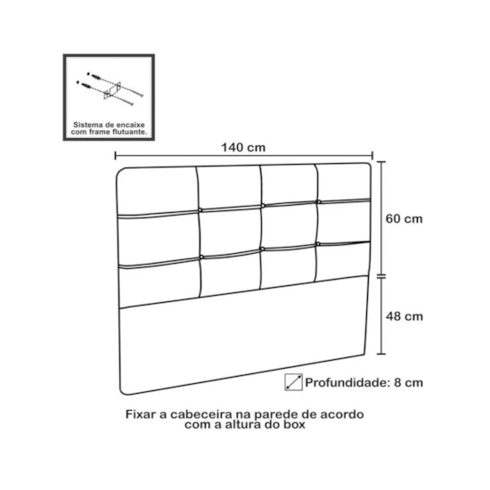 Cabeceira London 1,40Cm Js Móveis Castor Amassado Cabeceira London 1,40Cm Js Móveis Castor Amassado