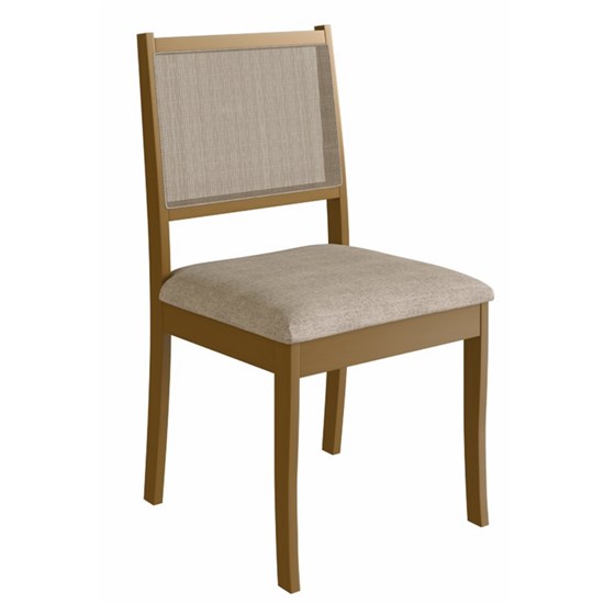 Cadeira De Jantar Em Madeira Com Tela Imbuia Linho 211