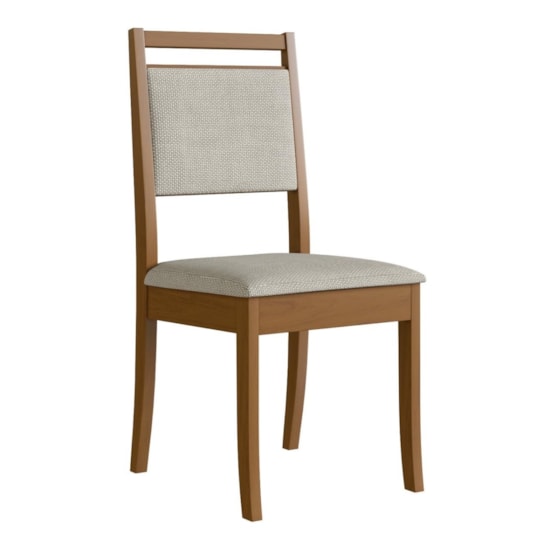 Cadeira De Jantar Em Madeira Estofada  Imbuia Linho 193