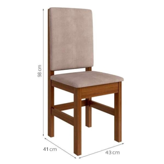 Cadeira De Madeira Encosto Estofado 2012 Canela Linho Cinza 2