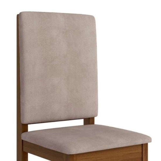 Cadeira De Madeira Encosto Estofado 2012 Canela Linho Cinza 2