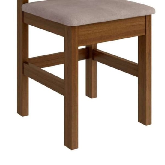 Cadeira De Madeira Encosto Estofado 2012 Canela Linho Cinza 2