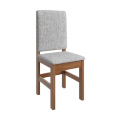 Cadeira De Madeira Encosto Estofado Até 120Kg Canela Linho Cinza 2