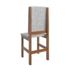 Cadeira De Madeira Encosto Estofado Até 120Kg Canela Linho Cinza 2