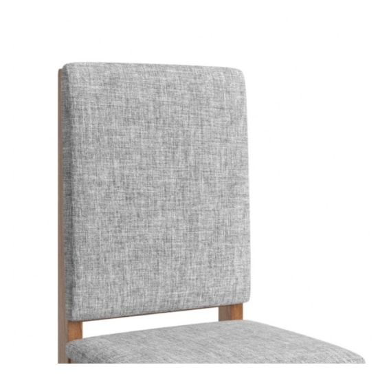 Cadeira De Madeira Encosto Estofado Até 120Kg Canela Linho Cinza 2