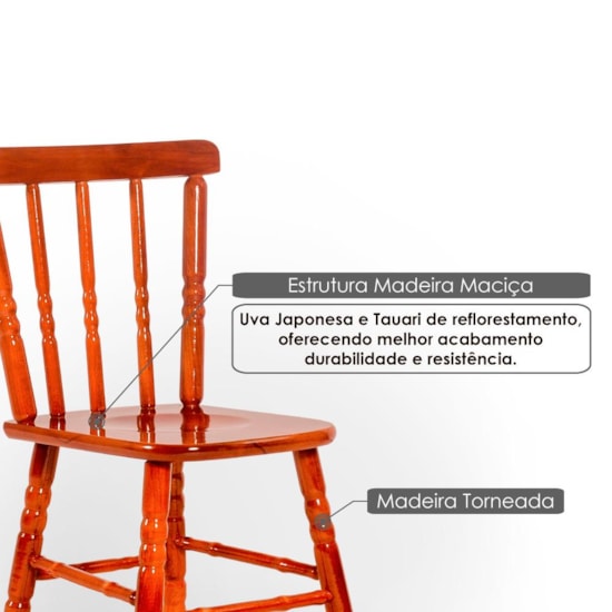 Cadeira De Madeira Maciça Torneada 85Cm  Mel