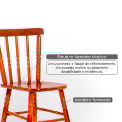 Cadeira De Madeira Maciça Torneada 85Cm X 37Cm X 45Cm Mel