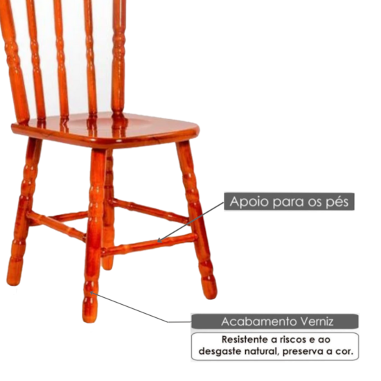 Cadeira De Madeira Maciça Torneada 85Cm X 37Cm X 45Cm Mel