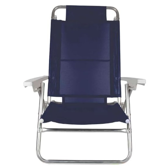 Cadeira De Praia Reclinavel Aluminio 6P Sumer Mor Azul Marinho