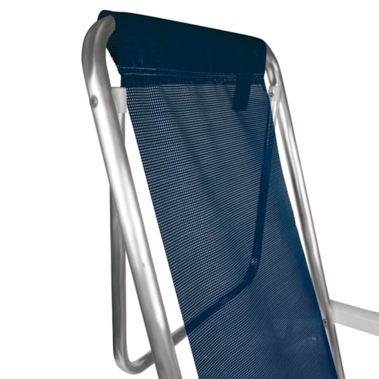 Cadeira De Praia Reclinavel Aluminio 8P Sanet Mor Azul Marinho