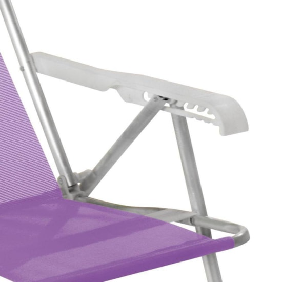 Cadeira De Praia Reclinavel Aluminio 8P Sanet Mor Lilas