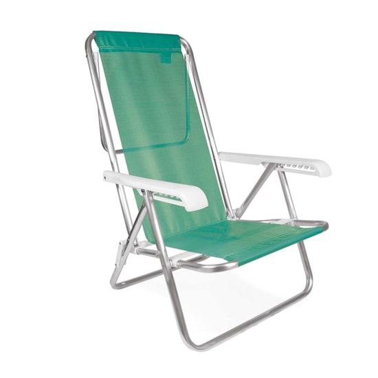 Cadeira De Praia Reclinavel Aluminio 8P Sanet Mor Verde
