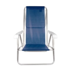 Cadeira De Praia Reclinavel Aluminio 8P Sannet Mor Azul Marinho