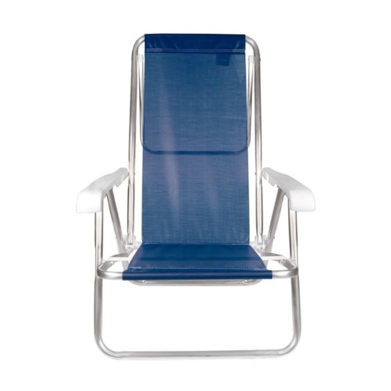 Cadeira De Praia Reclinavel Aluminio 8P Sannet Mor Azul Marinho