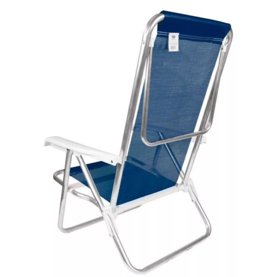 Cadeira De Praia Reclinavel Aluminio 8P Sannet Mor Azul Marinho