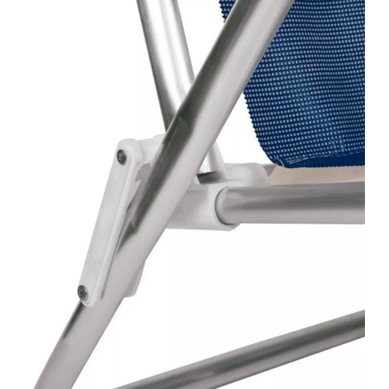 Cadeira De Praia Reclinavel Aluminio 8P Sannet Mor Azul Marinho