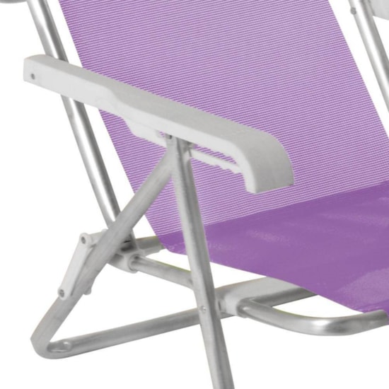 Cadeira De Praia Reclinavel Aluminio 8P Sannet Mor Lilas