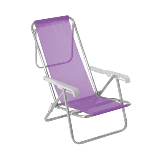 Cadeira De Praia Reclinavel Aluminio 8P Sannet Mor Lilas