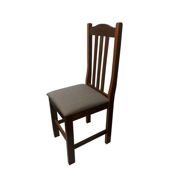 Cadeira Em Madeira Acento Estofado Mdf Carvalho Linho 35