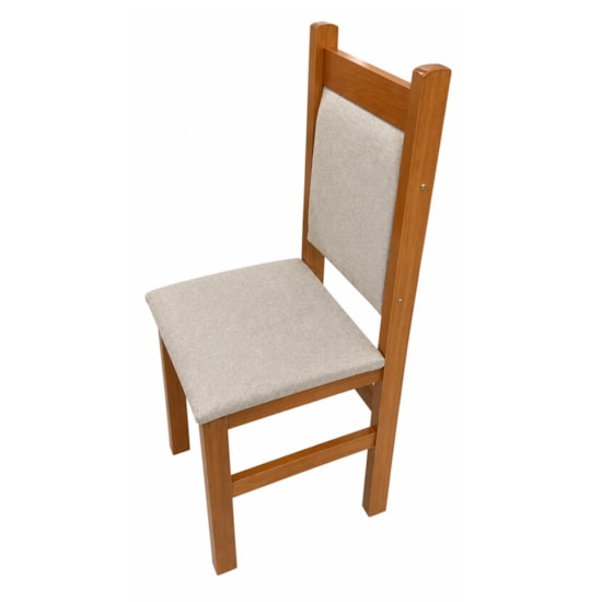 Cadeira Encosto Estofado Mesa De Jantar Linho Canela/Linho 04