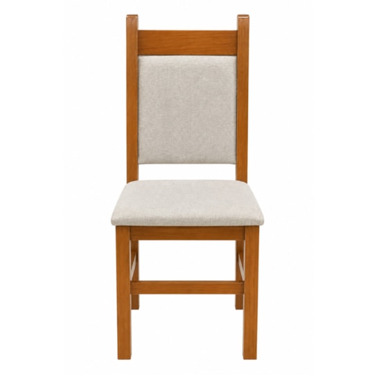 Cadeira Encosto Estofado Mesa De Jantar Linho Canela/Linho 04
