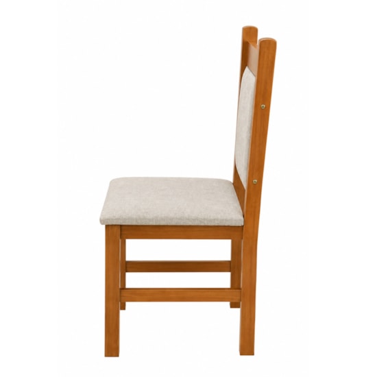 Cadeira Encosto Estofado Mesa De Jantar Linho Canela/Linho 04