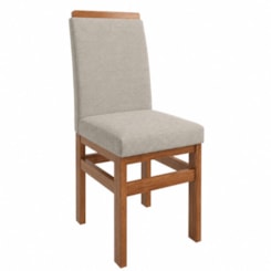 Cadeira Encosto Estofado Mesa De Jantar Linho  Canela/Linho 04