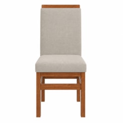 Cadeira Encosto Estofado Mesa De Jantar Linho  Canela/Linho 04