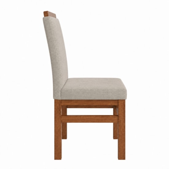 Cadeira Encosto Estofado Mesa De Jantar Linho  Canela/Linho 04