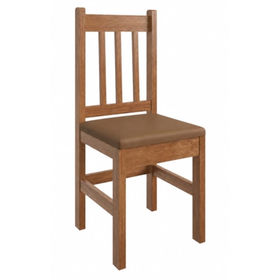 Cadeira Estofada Mesa De Jantar Corino Canela/Corino Marrom