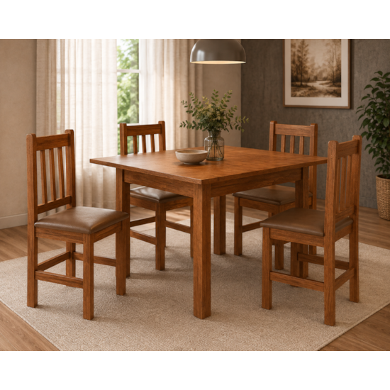 Cadeira Estofada Mesa De Jantar Corino Canela/Corino Marrom