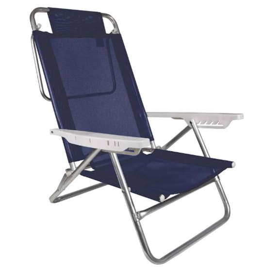 Cadeira Reclinavel Aluminio 6P Sumer Mor Azul Marinho