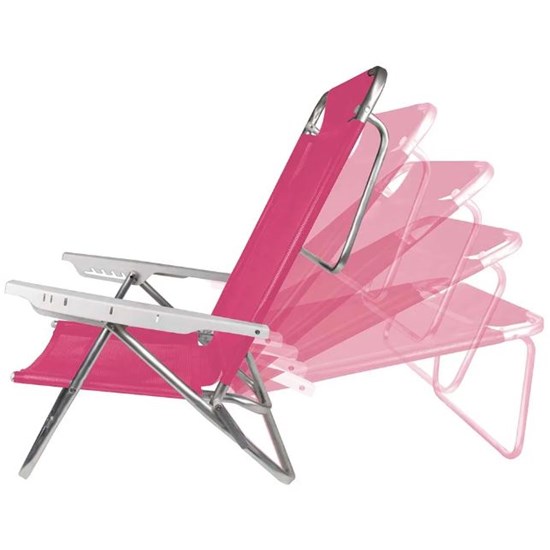Cadeira Reclinavel Aluminio 6P Sumer Mor Pink