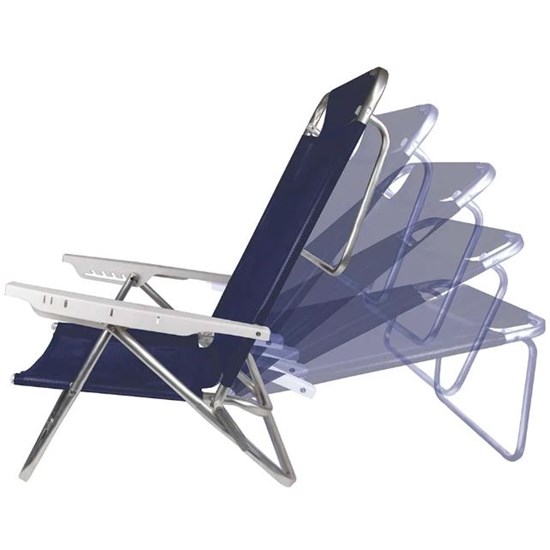 Cadeira Reclinável Alumínio 6P Summer Azul Marinho