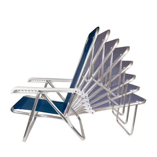 Cadeira Reclinavel Aluminio 8P Sanet Mor Azul Marinho