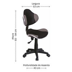 Cadeira Secretária Anatômica Bulk Cinza/Preto