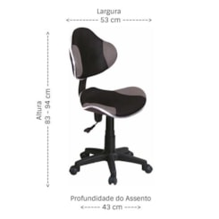 Cadeira Secretária Anatômica Bulk Cinza Preto Cadeira Secretária Anatômica Bulk Cinza Preto
