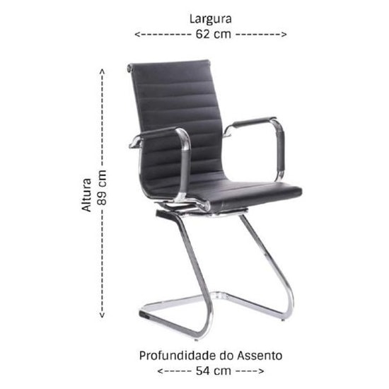 Cadeira Visitante Office Bulk Preta Cadeira Visitante Office Bulk Preta